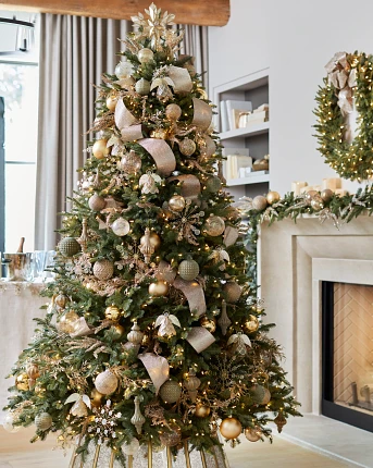Christmas tree with metallic ornaments