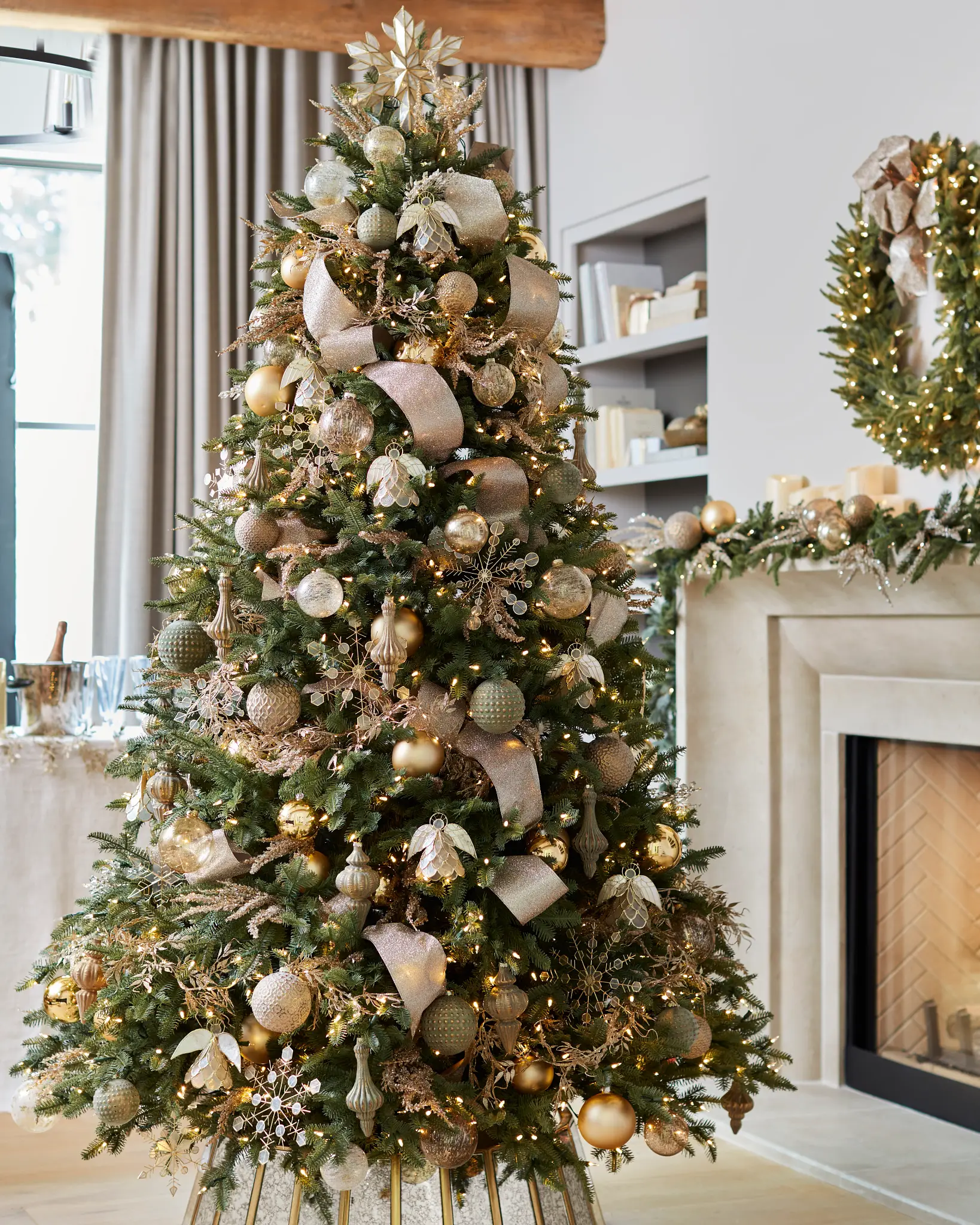 10 Christmas Bows Christmas Tree Ornaments Christmas Cream Gold 