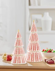 Ceramic red and white tabletop Christmas trees