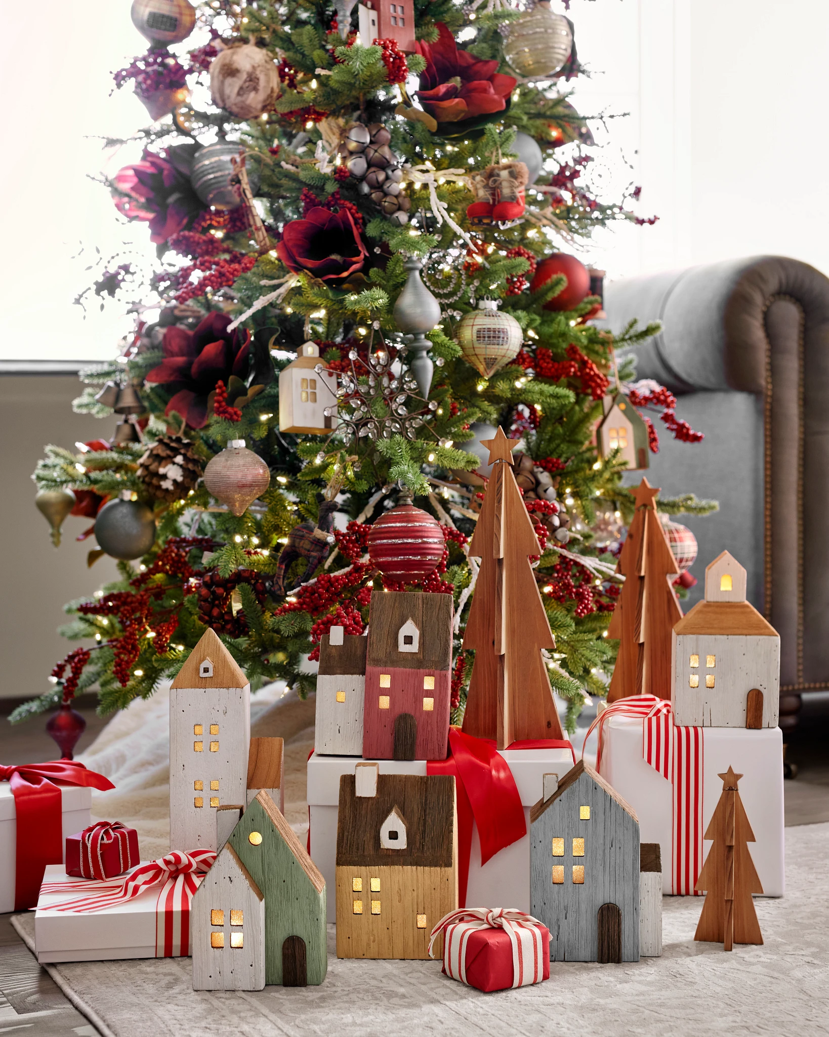 Farmhouse Lit Wood Village by Balsam Hill Lifestyle 20