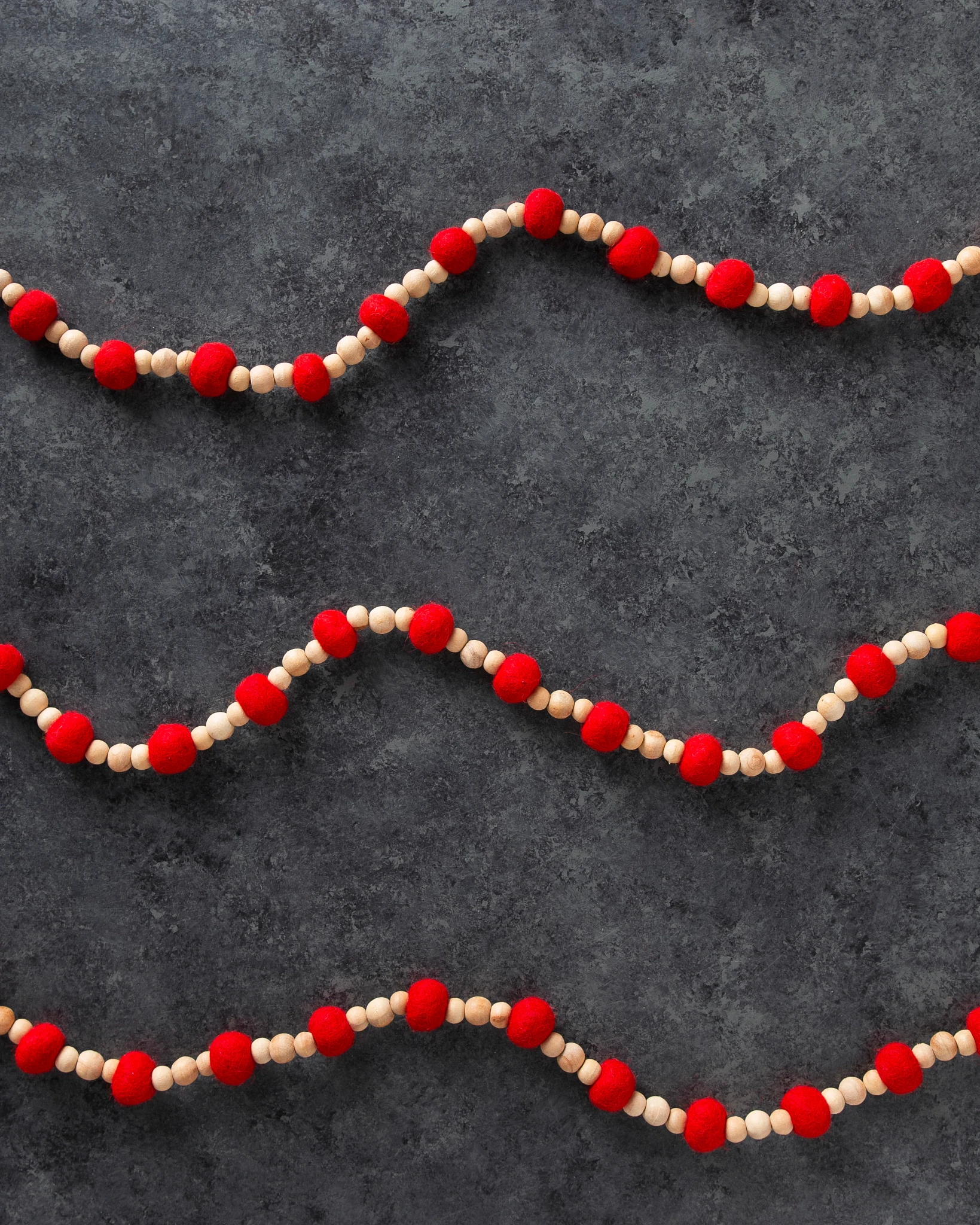 Red Felt & Wood Garlands Set of 3 by Balsam Hill