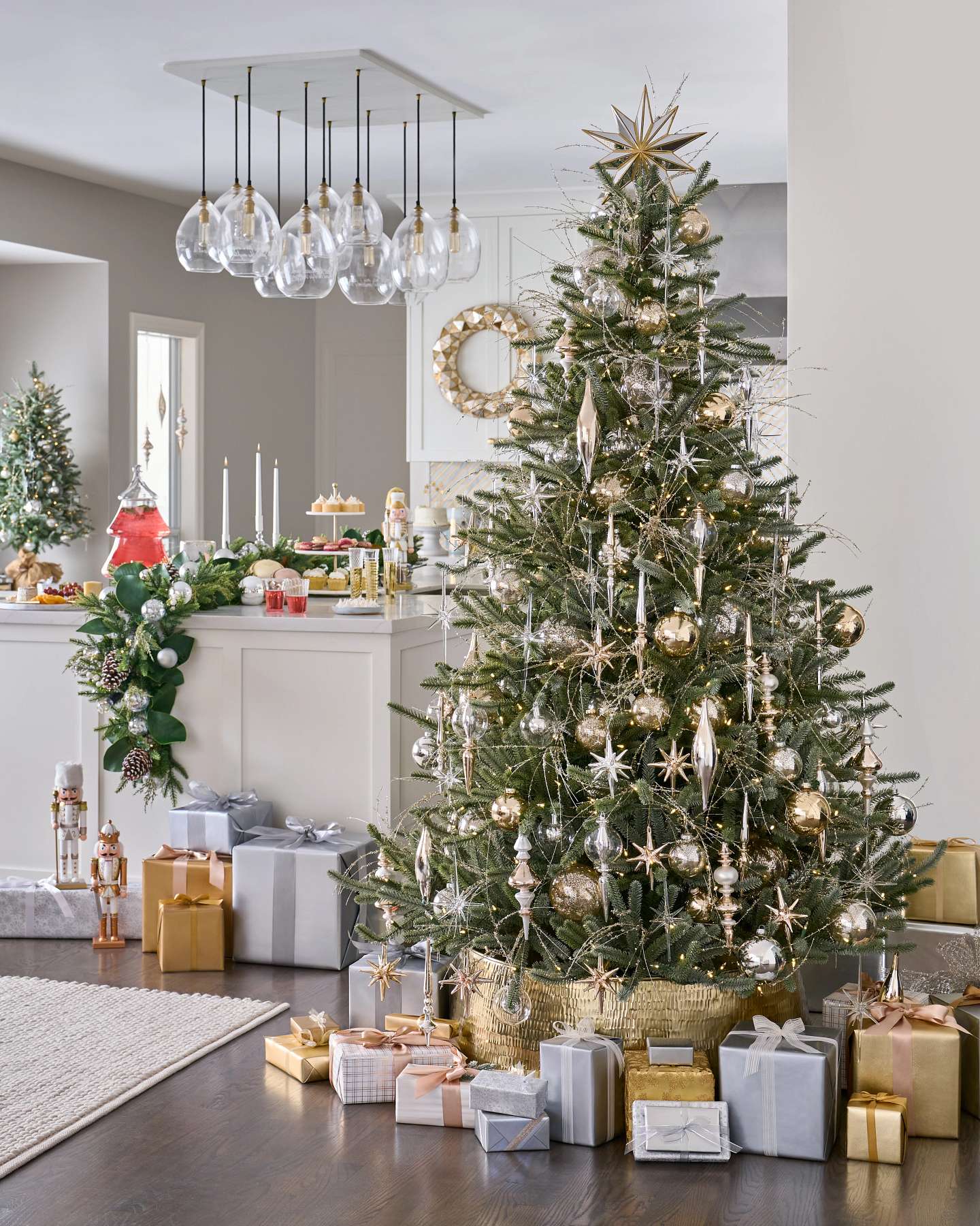 Balsam Hill Textured Metal Tree Collar Around an Artificial Christmas Tree