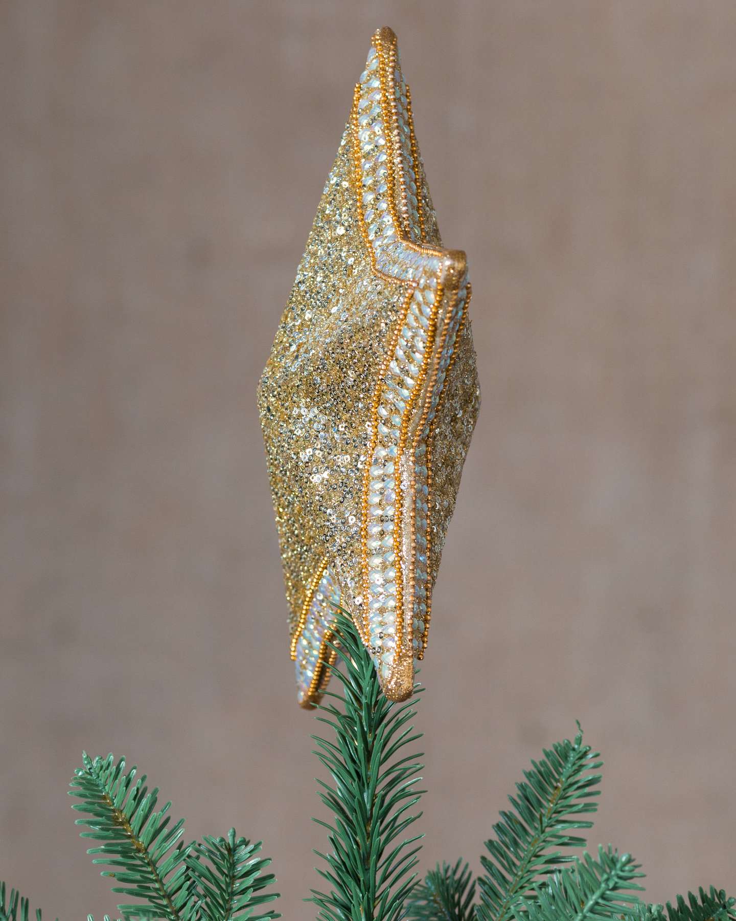 Balsam Hill Classic Star Beaded Artificial Christmas Tree Topper Elegant Handcrafted Design