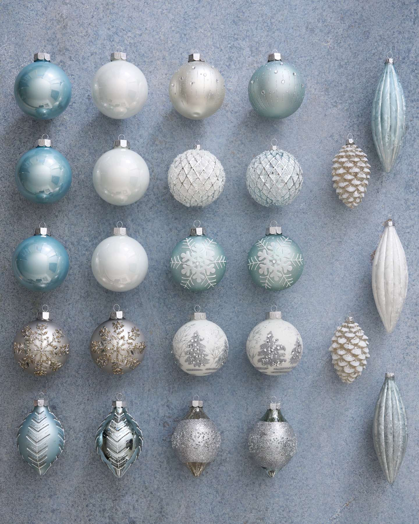 Balsam Hill Arctic Christmas Ornament Set of 25 Full Display
