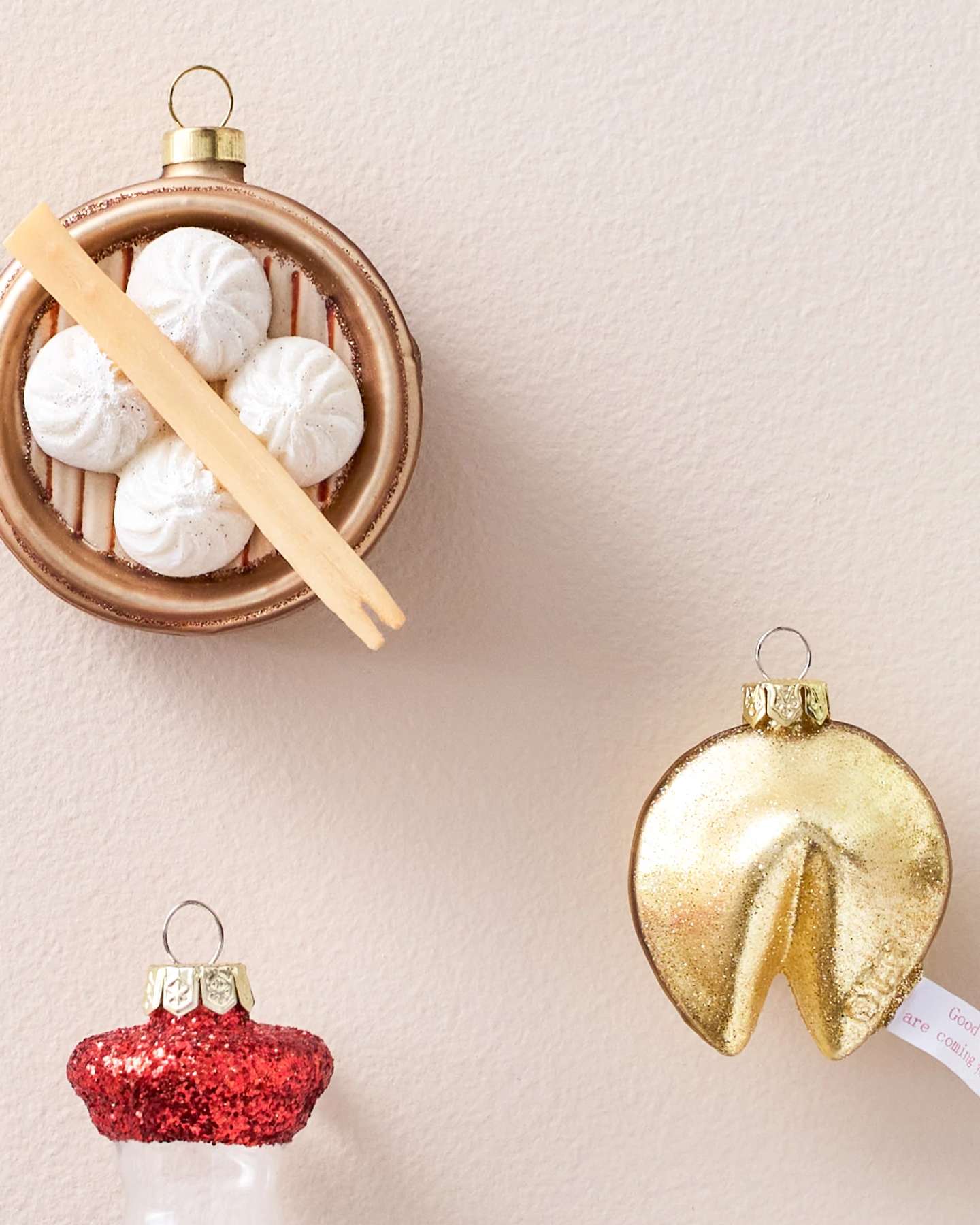 Novelty Chinese Food Glass Ornaments, Set of 5