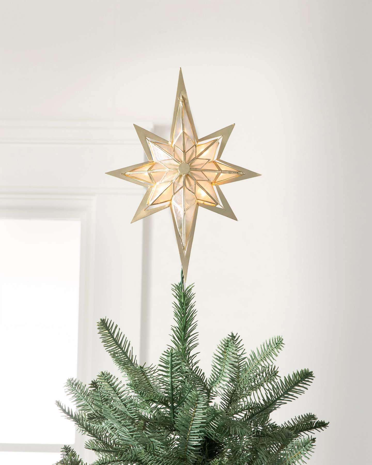 Balsam Hill 12-Inch Capiz Bethlehem Star Artificial Christmas Tree Topper Styled