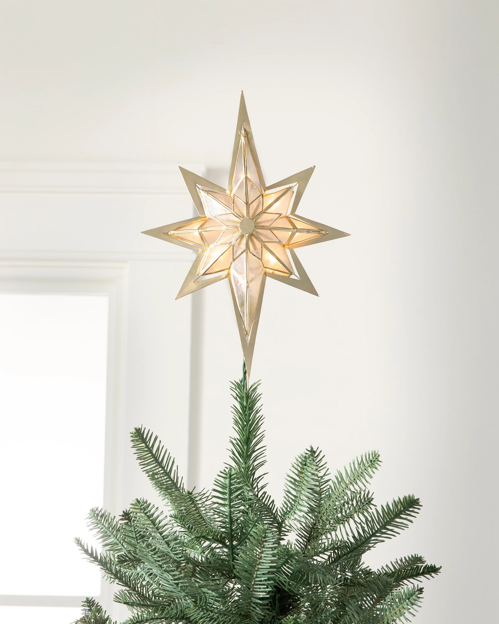 Lit Capiz Bethlehem Star Tree Toppers