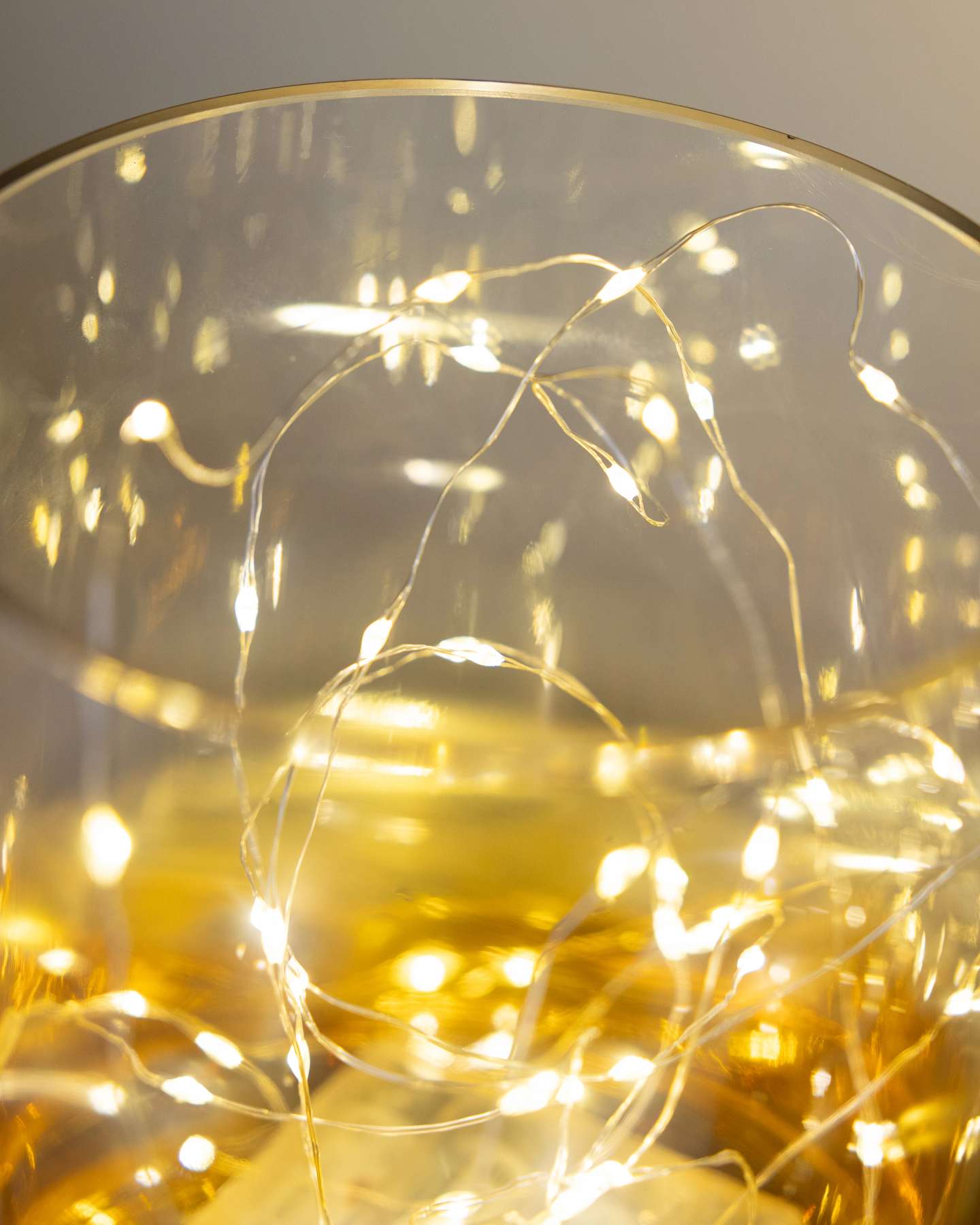 Balsam Hill Gold Ombre Fairy Light Hurricanes Set of 3 Elegant Close Up View