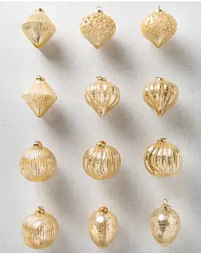 Gold BH Essentials Mercury Glass Ornament Set Gold BH Essentials Mercury Glass Ornament Set