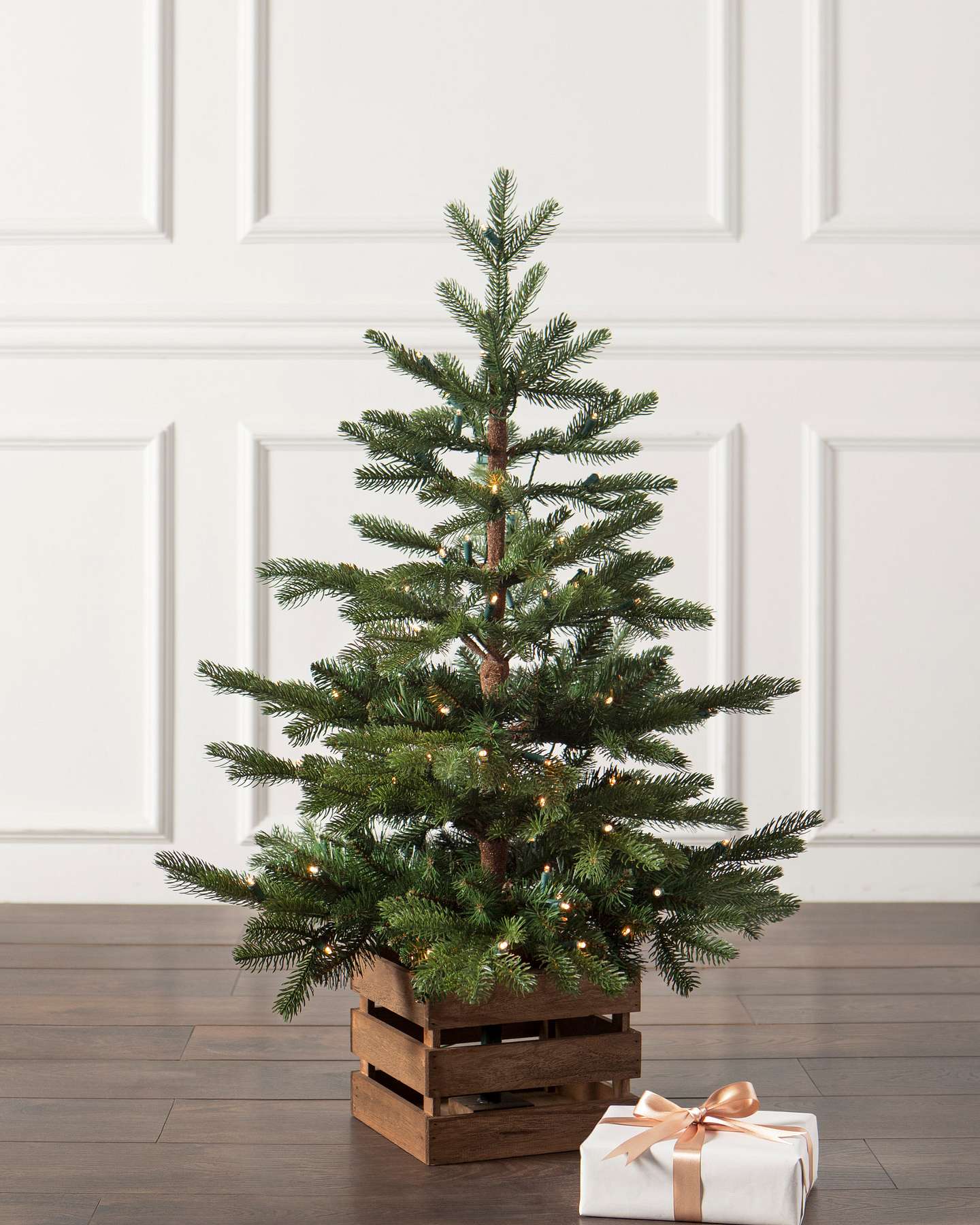 Balsam Hill 3-Foot Country Farm Fir Potted Artificial Christmas Tree with Micro LED Lights Full Display
