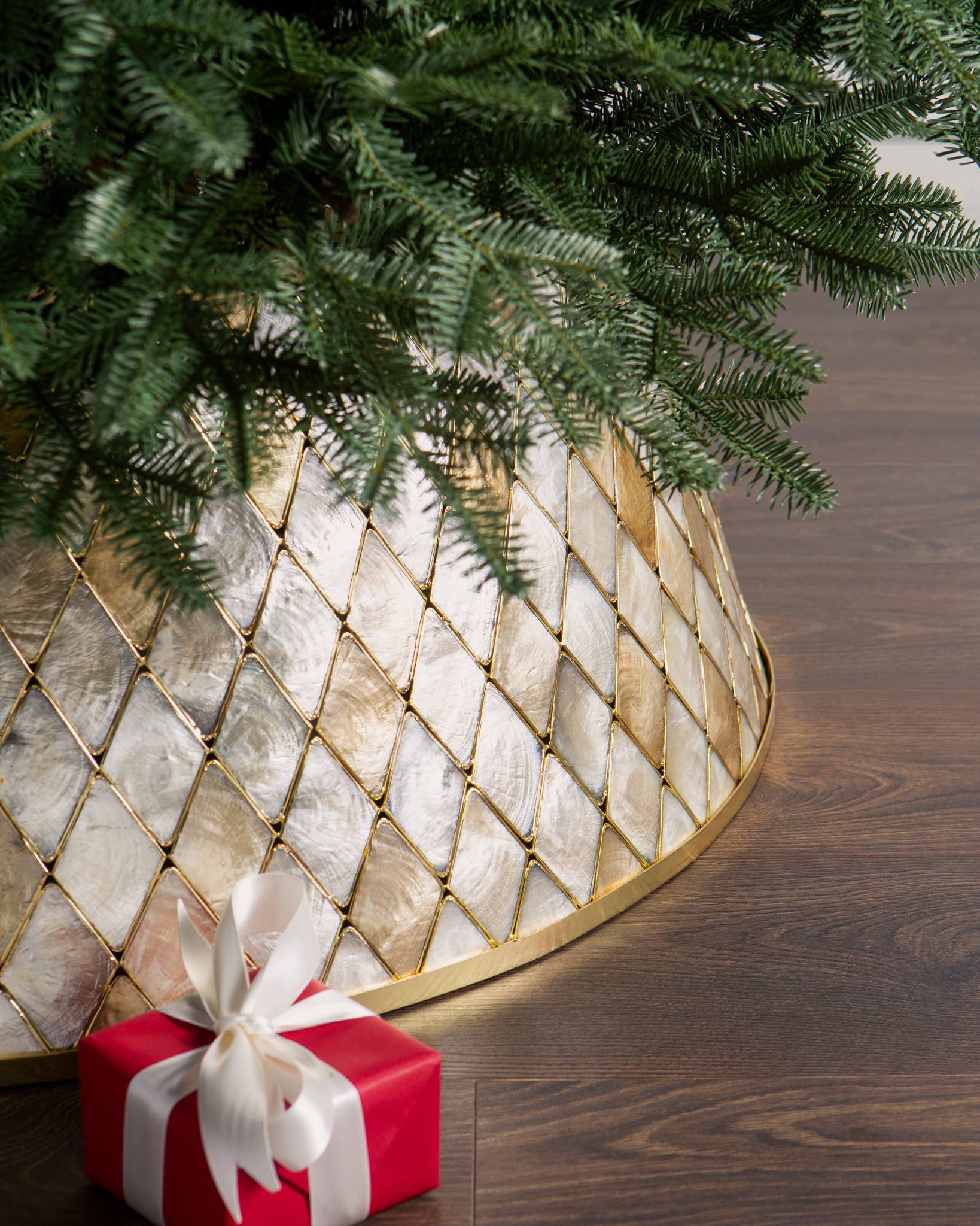 Capiz Artificial Christmas Tree Collar Balsam Hill Christmas Tree Collar