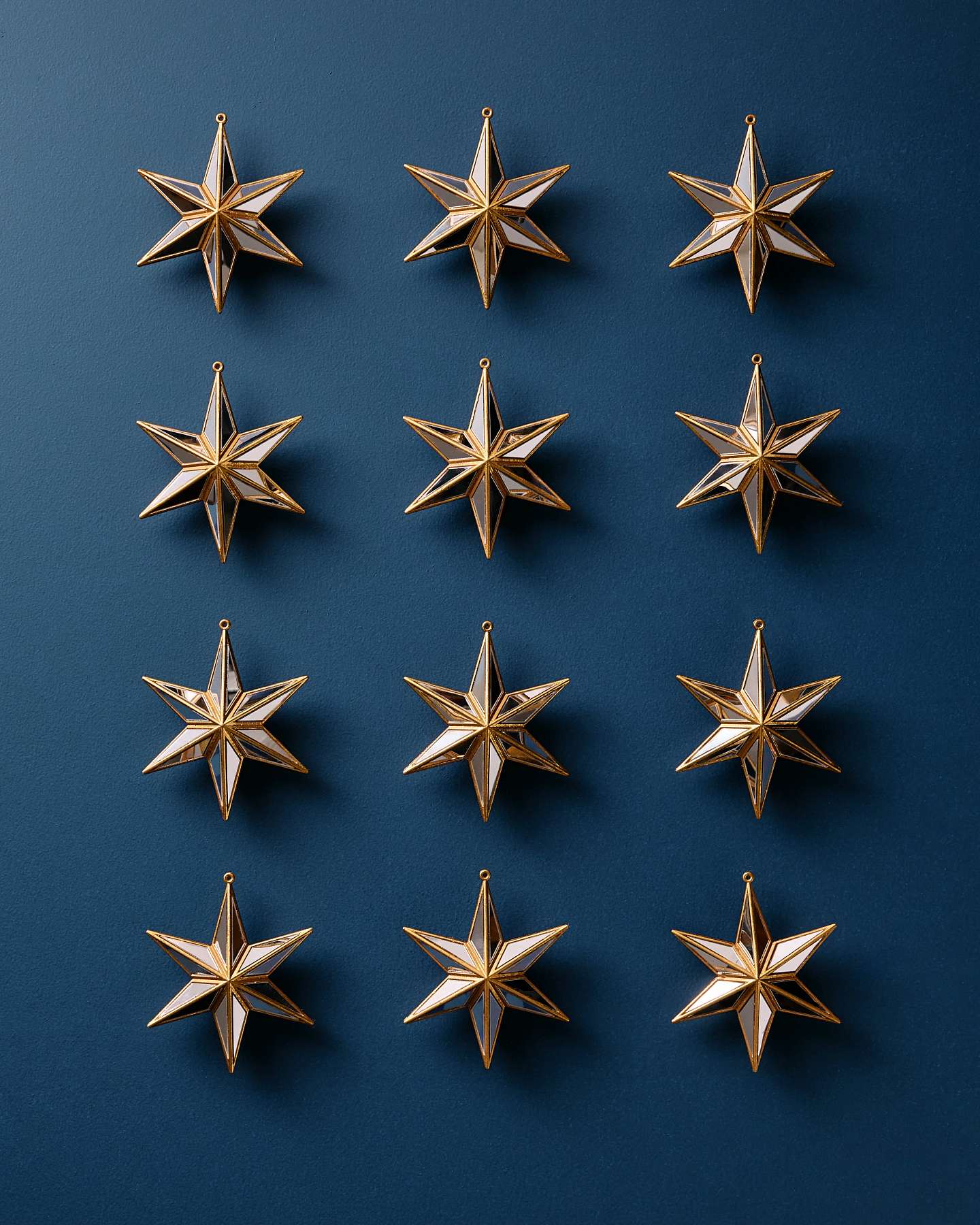 Balsam Hill Gold and Silver Star Artificial Christmas Ornament Set of 12 Full View