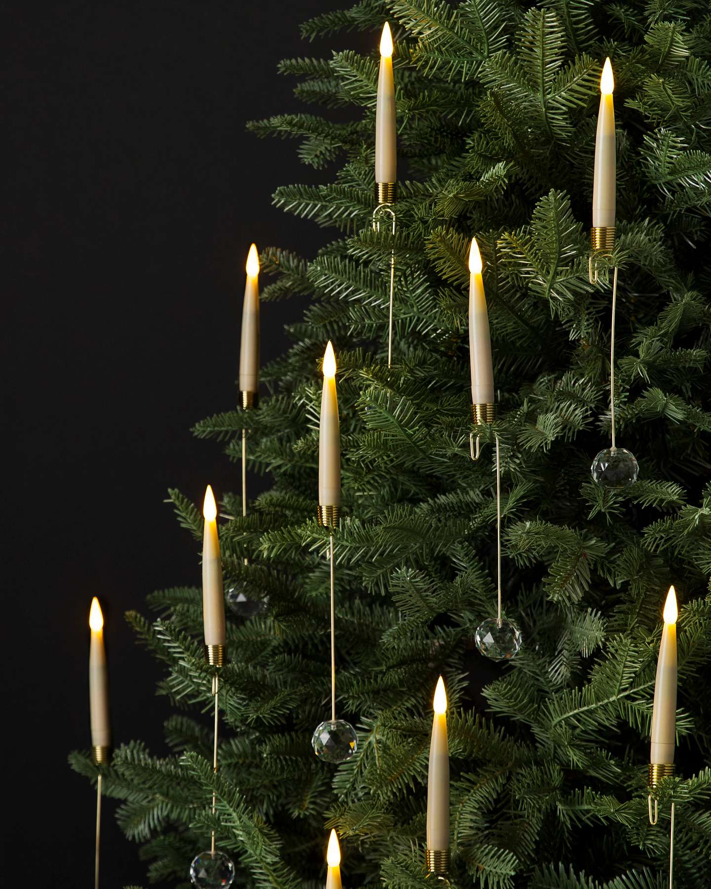 Balsam Hill Crystal Drop LED Artificial Christmas Tree Candles Set of 20 Closeup