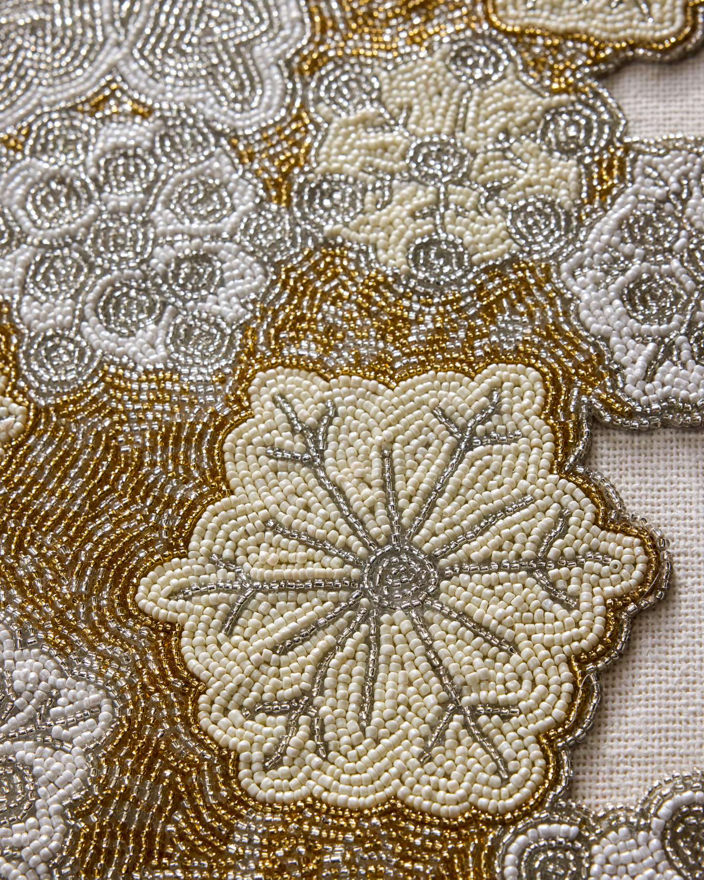 Sparkling Snowflake Beaded Table Runner