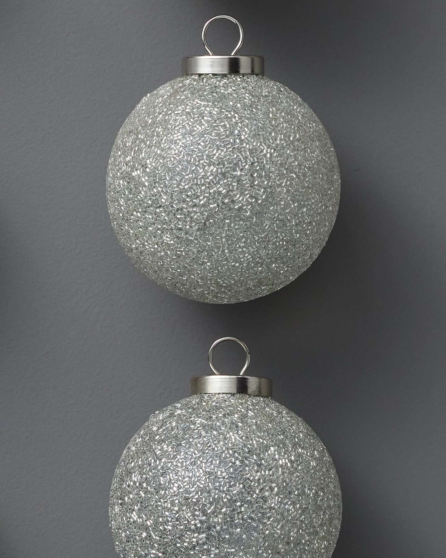 Silver Stardust Sparkle Ornaments, Set of 8