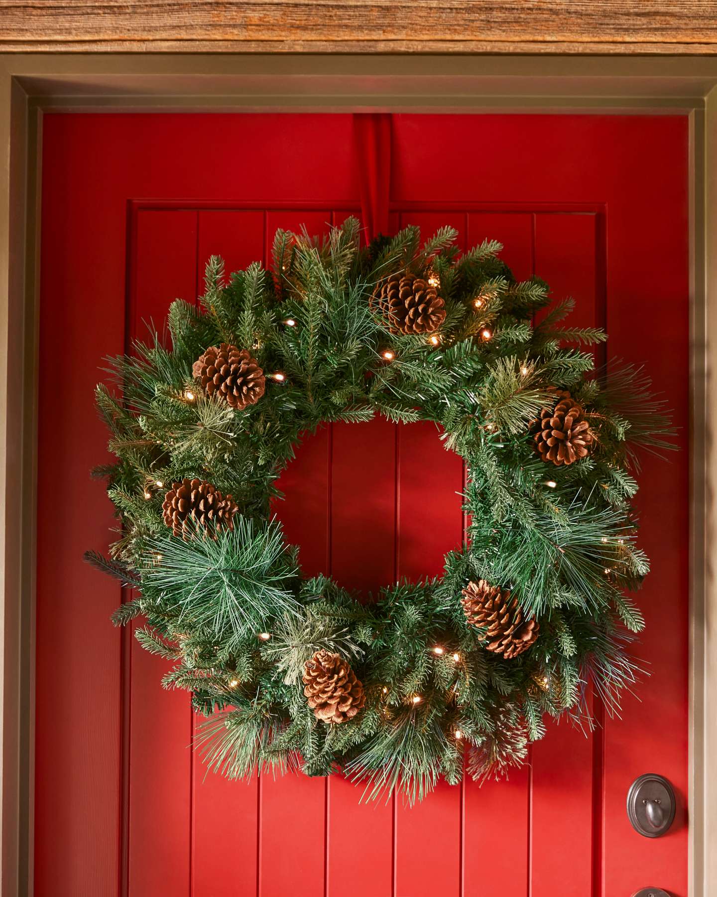 Balsam Hill Mixed Evergreen Artificial Christmas Foliage Styled on Holiday Shelf Display