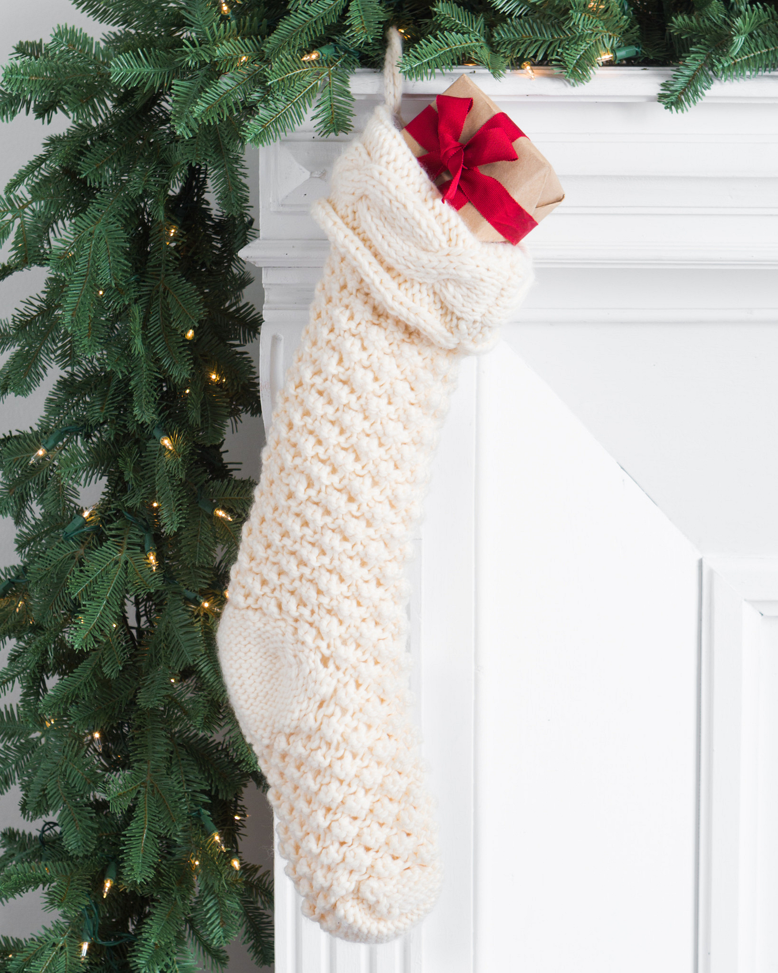 Knitted christmas stocking deals