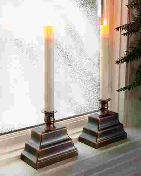 Oil-Rubbed Bronze Miracle Flame LED Window Candles, Set of 2 by Balsam Hill SSC 10