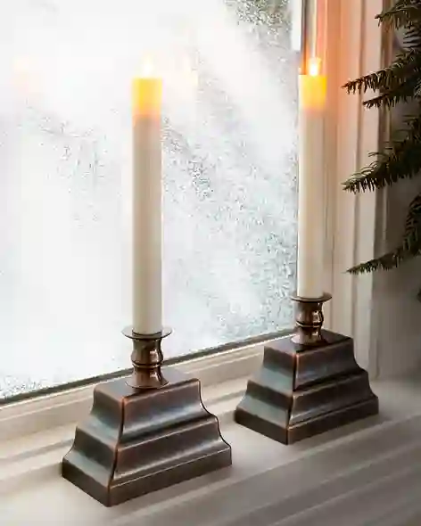 Oil-Rubbed Bronze Miracle Flame LED Window Candles, Set of 2 by Balsam Hill SSC 10
