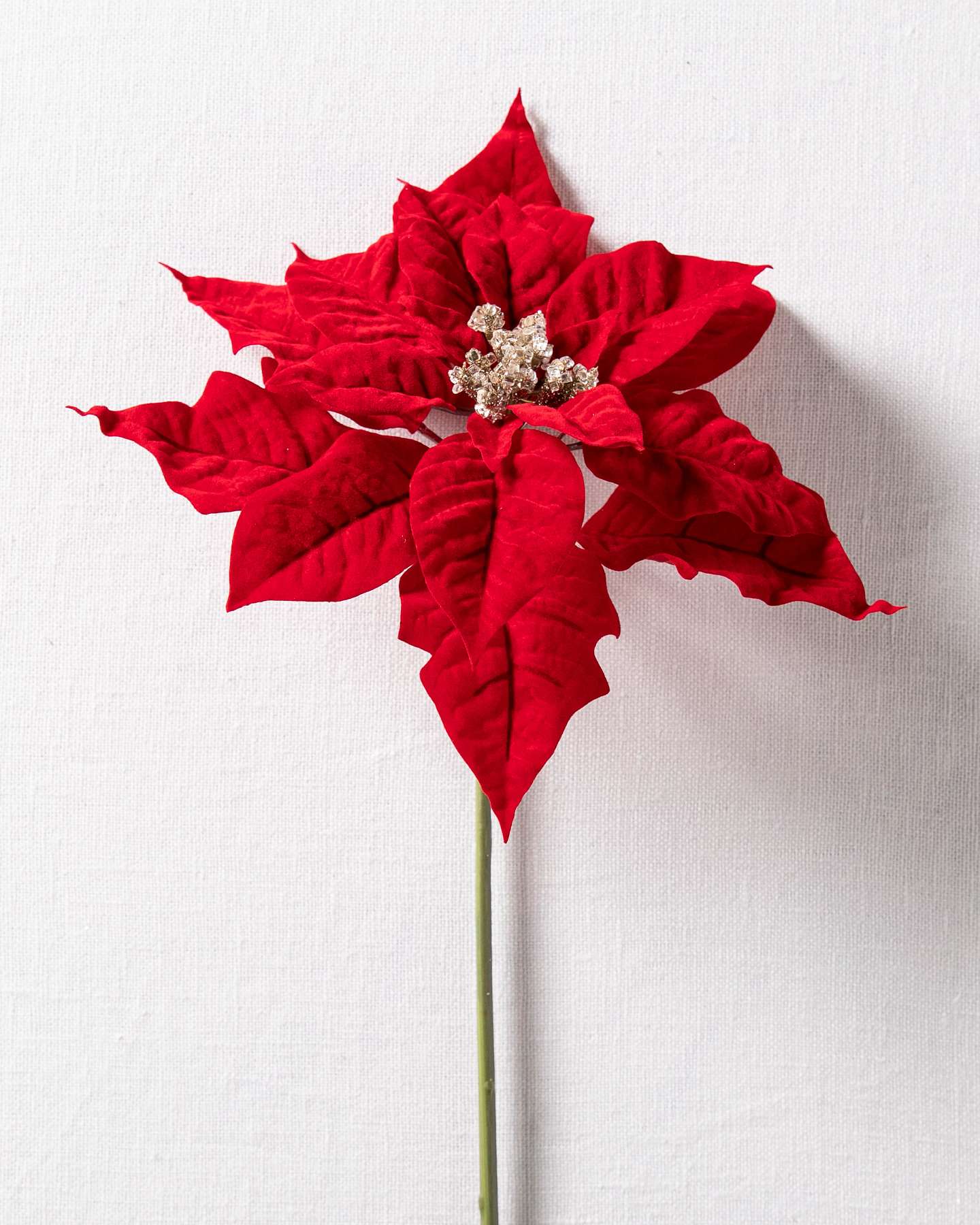 Décorations sur tige de poinsettias rouges classiques, ensemble de 12