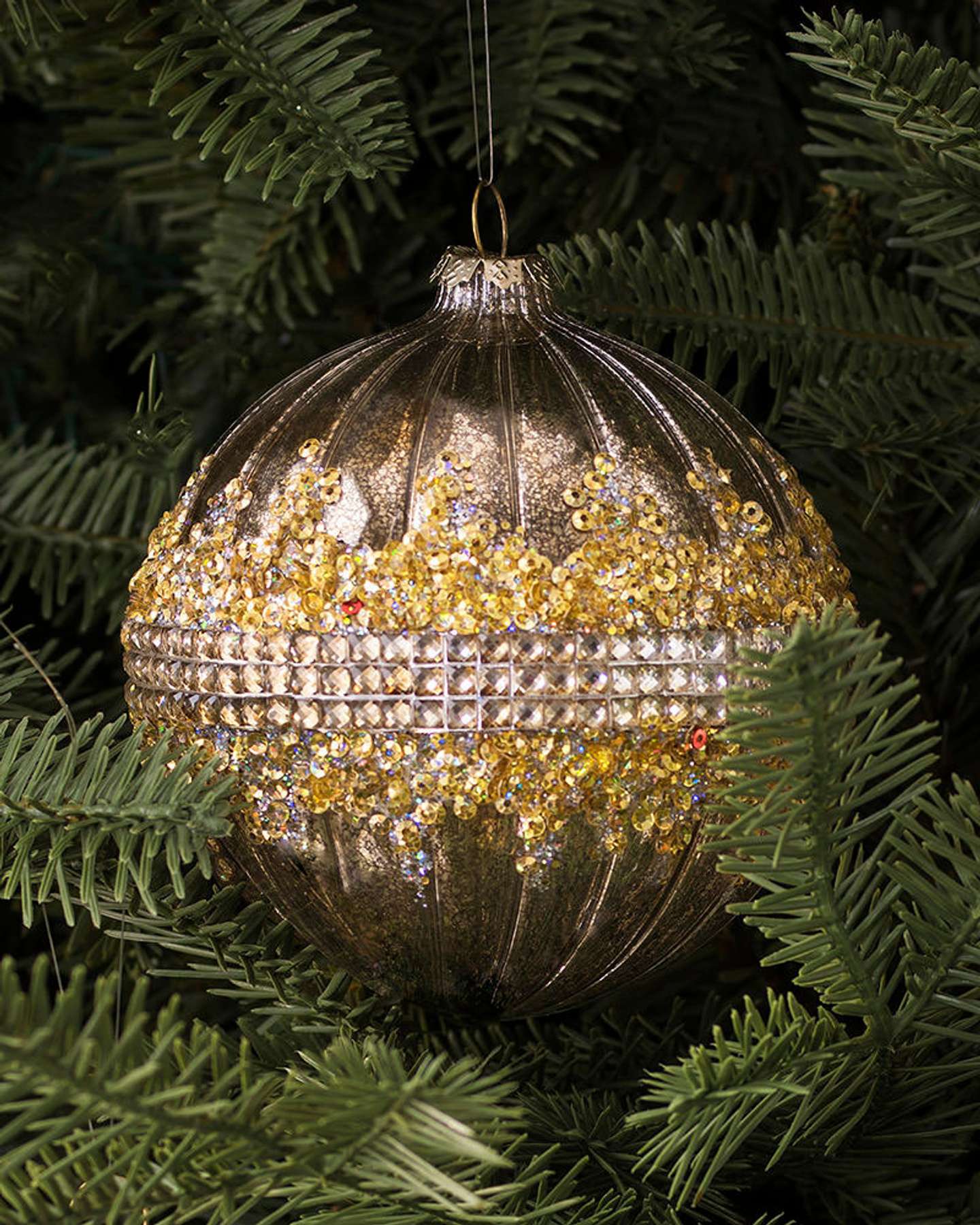 Balsam Hill Boules de Noël en verre argent et or