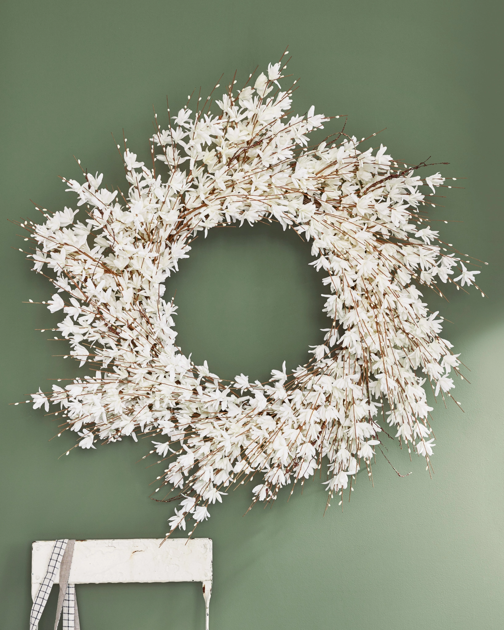 White Forsythia Wreath