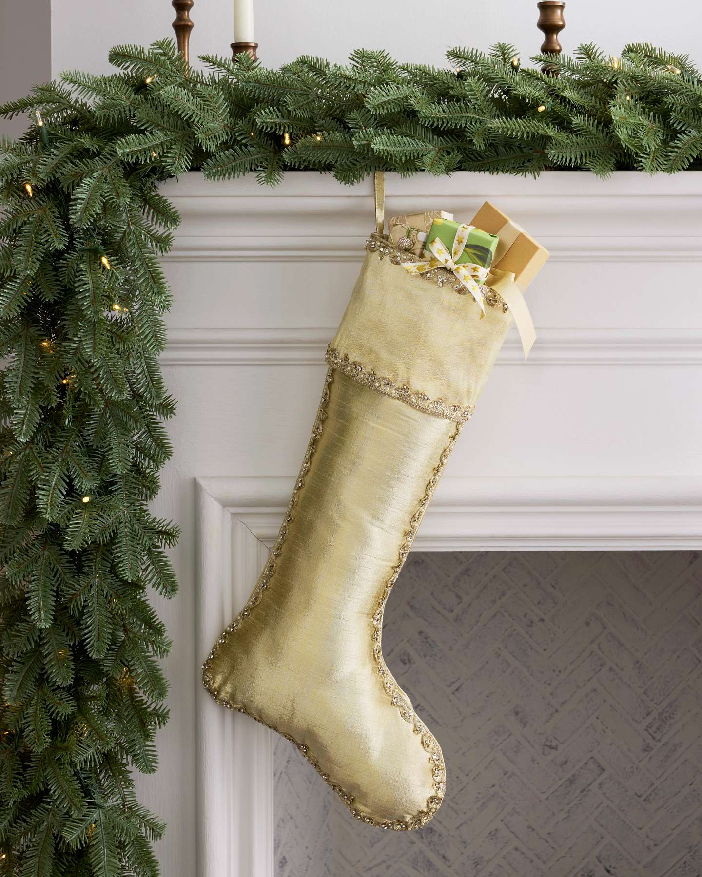 Gold Jeweled Christmas Stocking