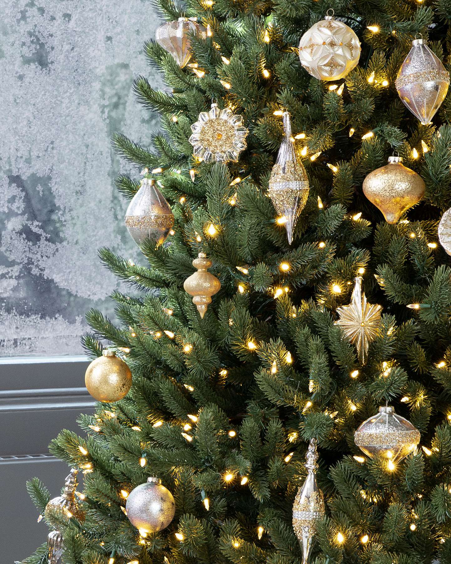 Boules de Noël en verre argent et or