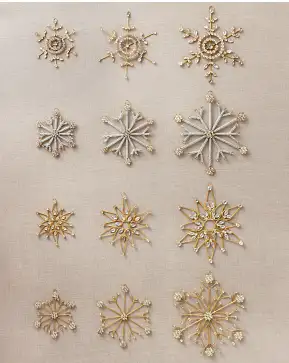 Gold Antiqued Snowflake Ornament Set Gold Antiqued Snowflake Ornament Set