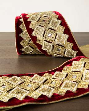 Burgundy Gilded Glory Christmas Tree Ribbon Burgundy Gilded Glory Christmas Tree Ribbon