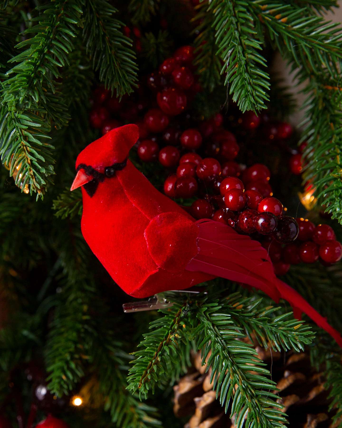 Balsam Hill Life-Size Santa with Christmas Candle Tree Red Bird Closeup