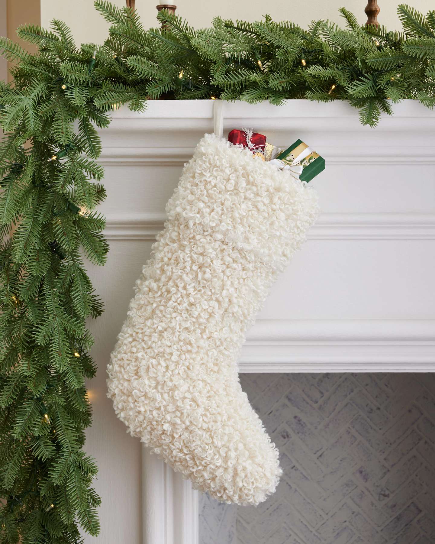 Ivory Bouclé Christmas Stocking
