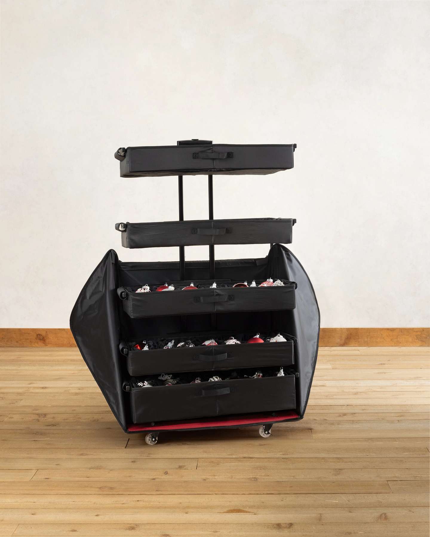 140-Piece Deluxe Telescoping Rolling Ornament Chest
