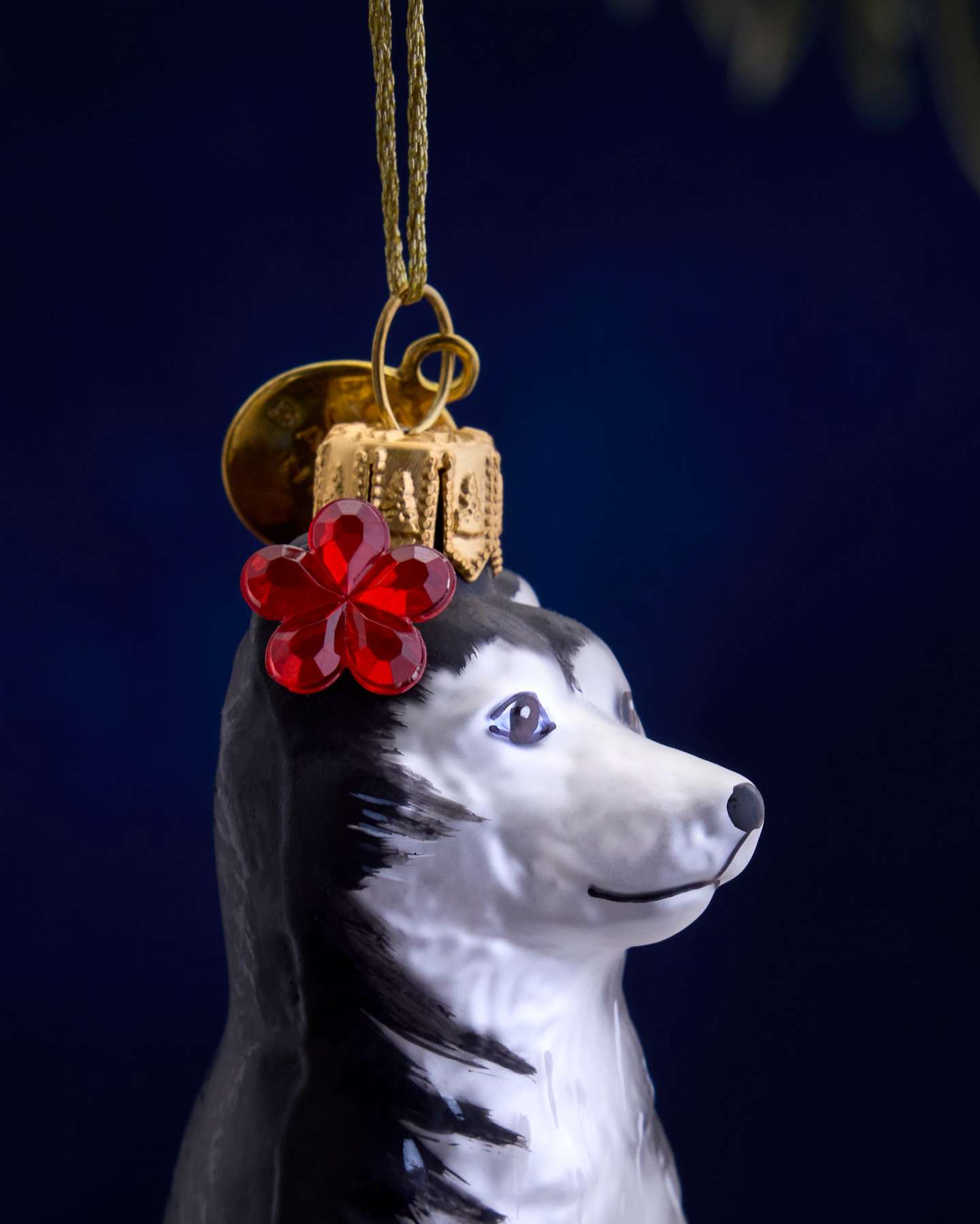 Balsam Hill Studio Husky with Plumeria Ornament