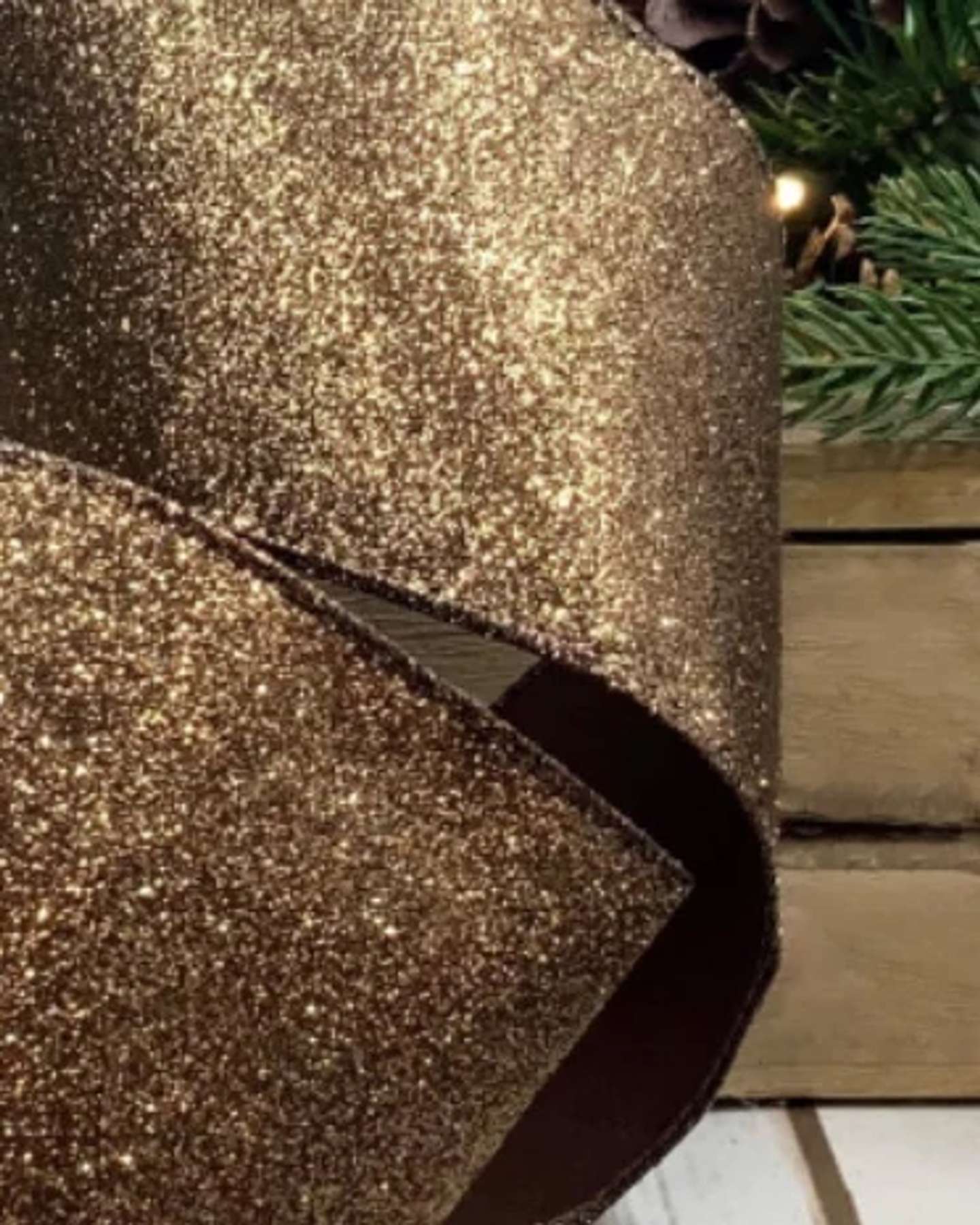 4" x 10yds Bronze Glitter Ribbon
