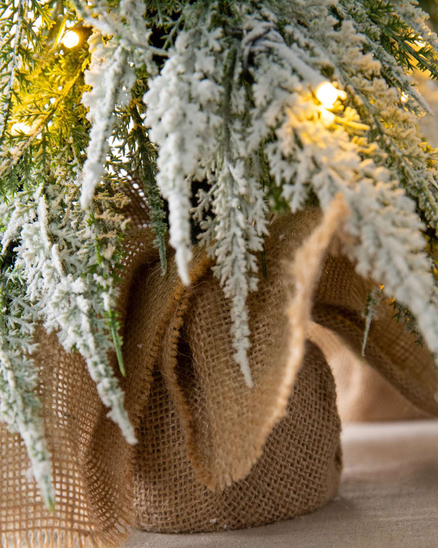 Balsam Hill Snowfall Downswept Tabletop Artificial Christmas Trees Set of 2 LED Branch Detail