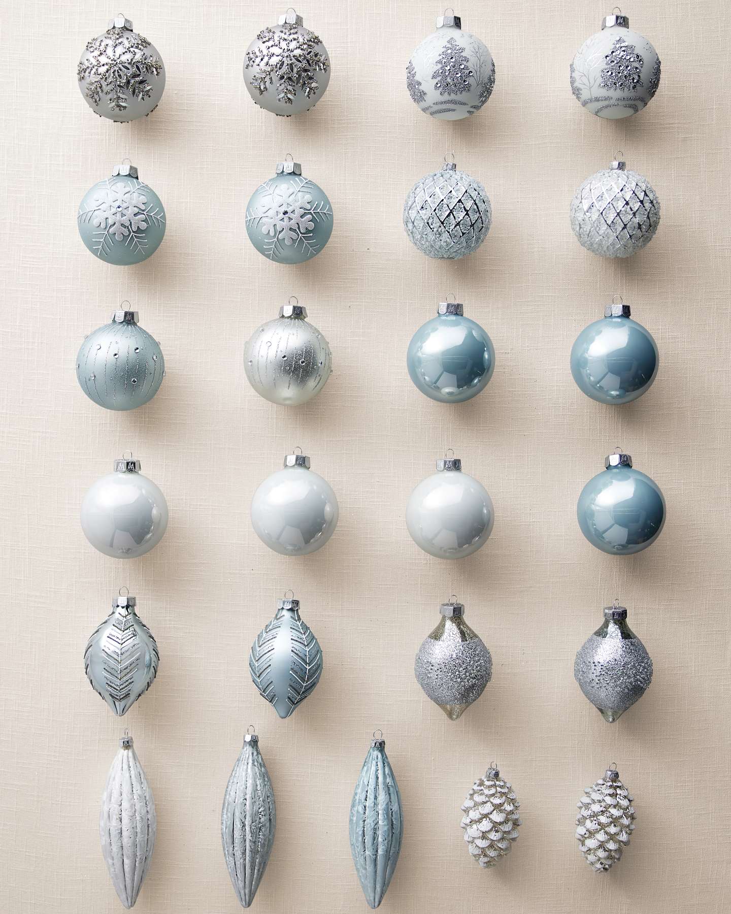 Balsam Hill Arctic Christmas Ornament Set of 25 Display