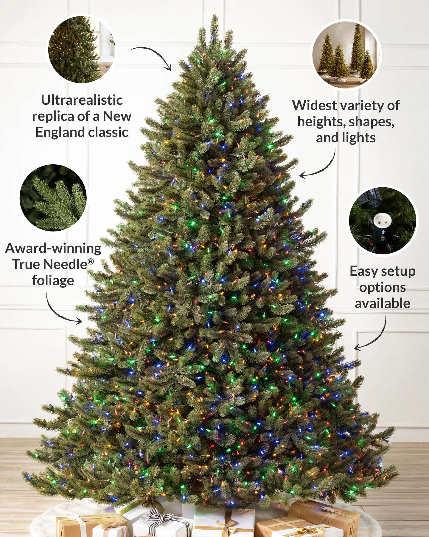 Balsam Hill Vermont White Spruce Flip Christmas Tree Showcasing Easy Assembly