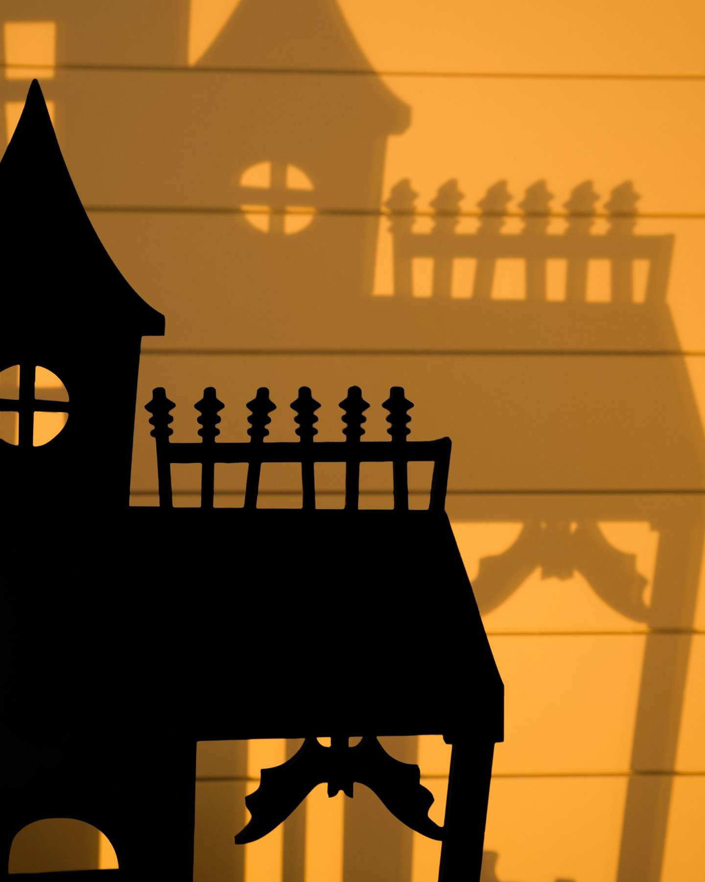 Balsam Hill Outdoor Illuminated Spooky Manor Halloween Silhouette Close-Up