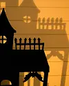 Outdoor Illumincated Spooky Manor Silhouette by Balsam Hill Closeup 10