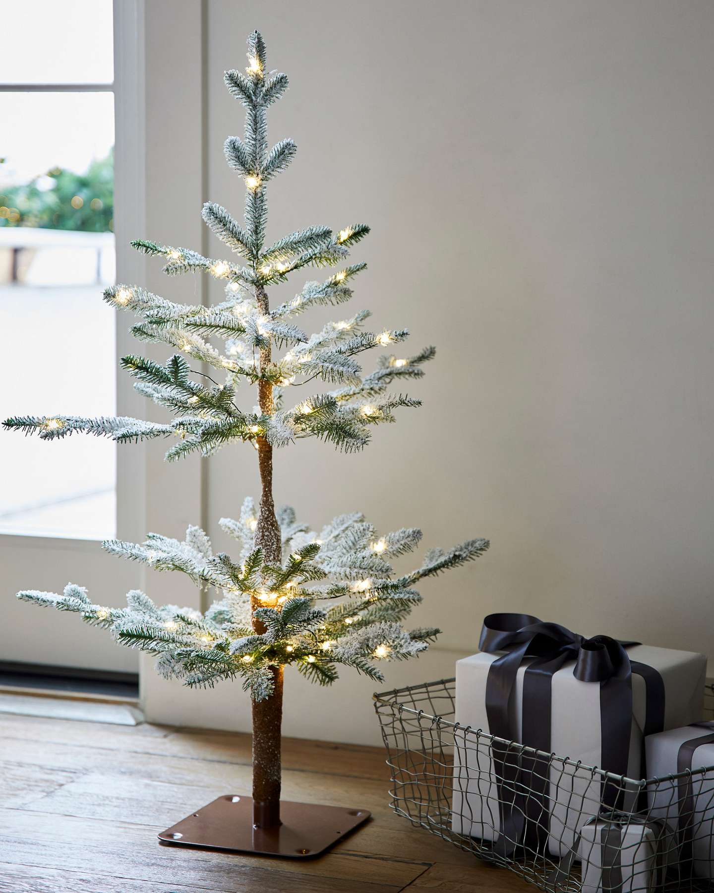 Balsam Hill Alpine Balsam Fir Artificial Tabletop Christmas Tree Lifestyle Table Display Closeup