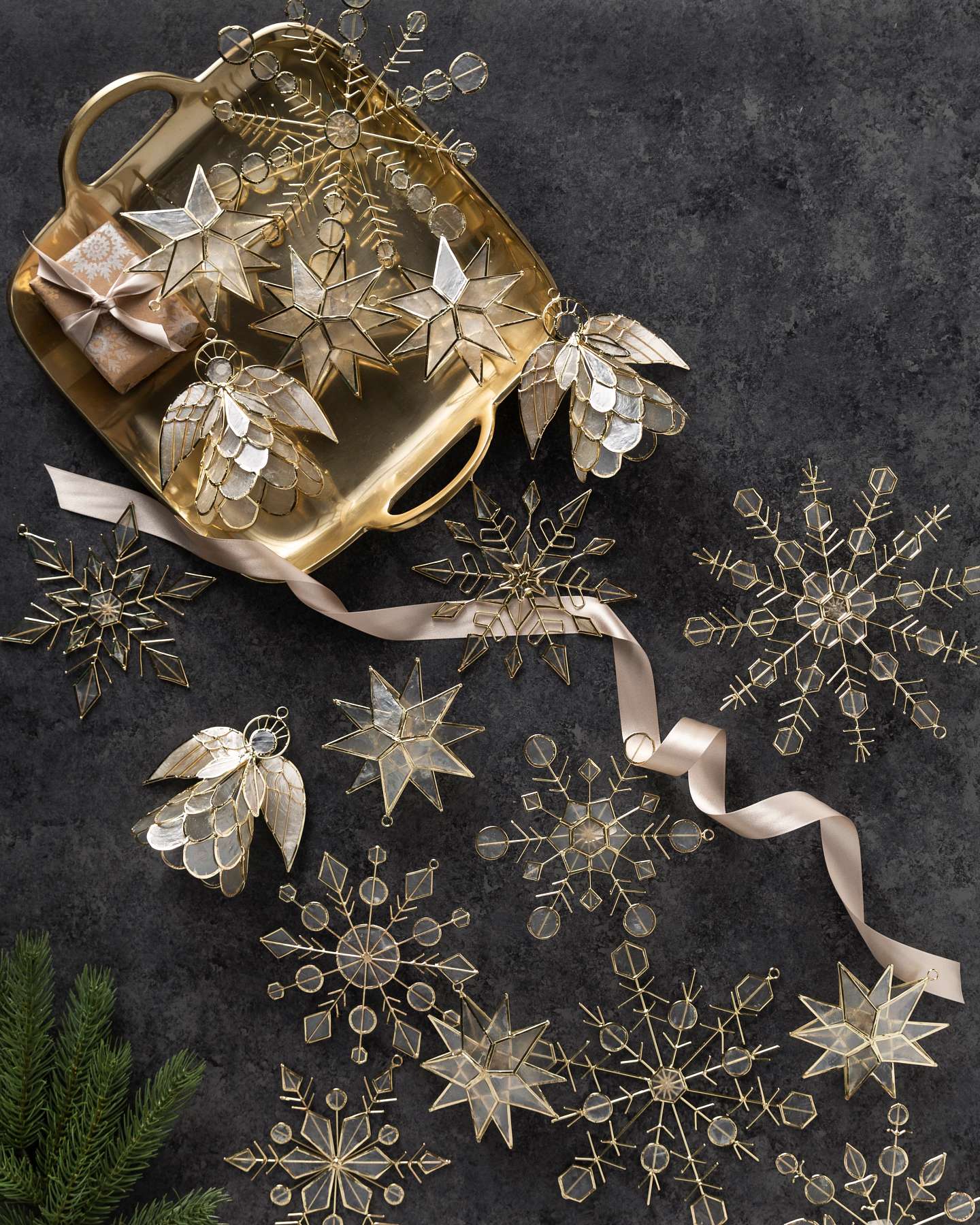 Balsam Hill Capiz Christmas Ornament Set Lifestyle Display