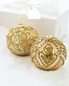 Burgundy and Gold Decorated Glass Ball Ornament Set, 4 Pieces by Balsam Hill Closeup 80