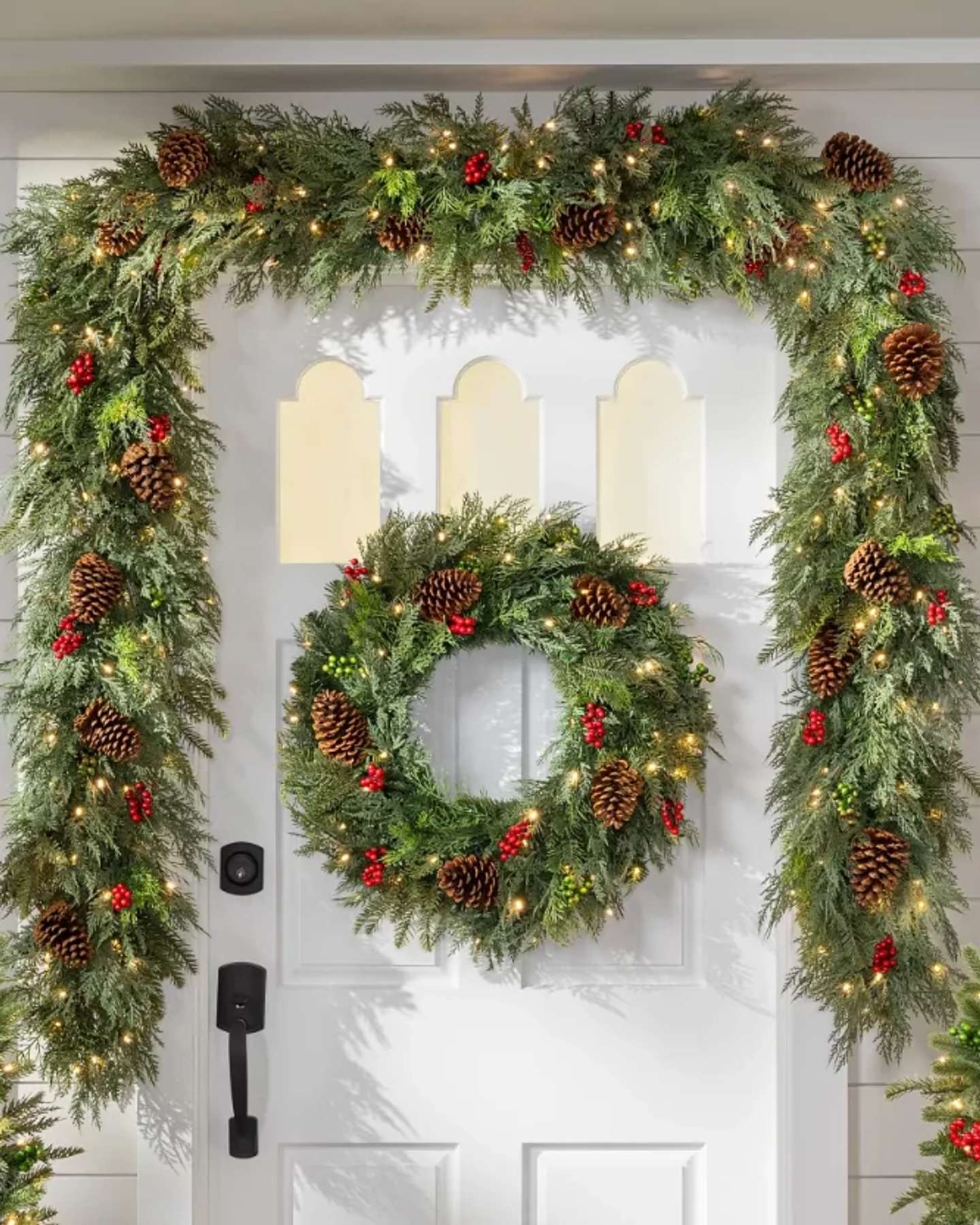 Balsam Hill Outdoor Winter Evergreen Artificial Christmas Front Door Kit Festive Display