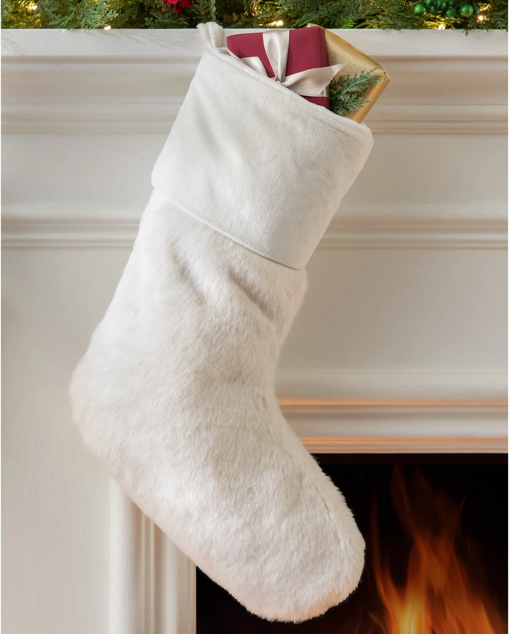 Faux fur christmas stockings deals