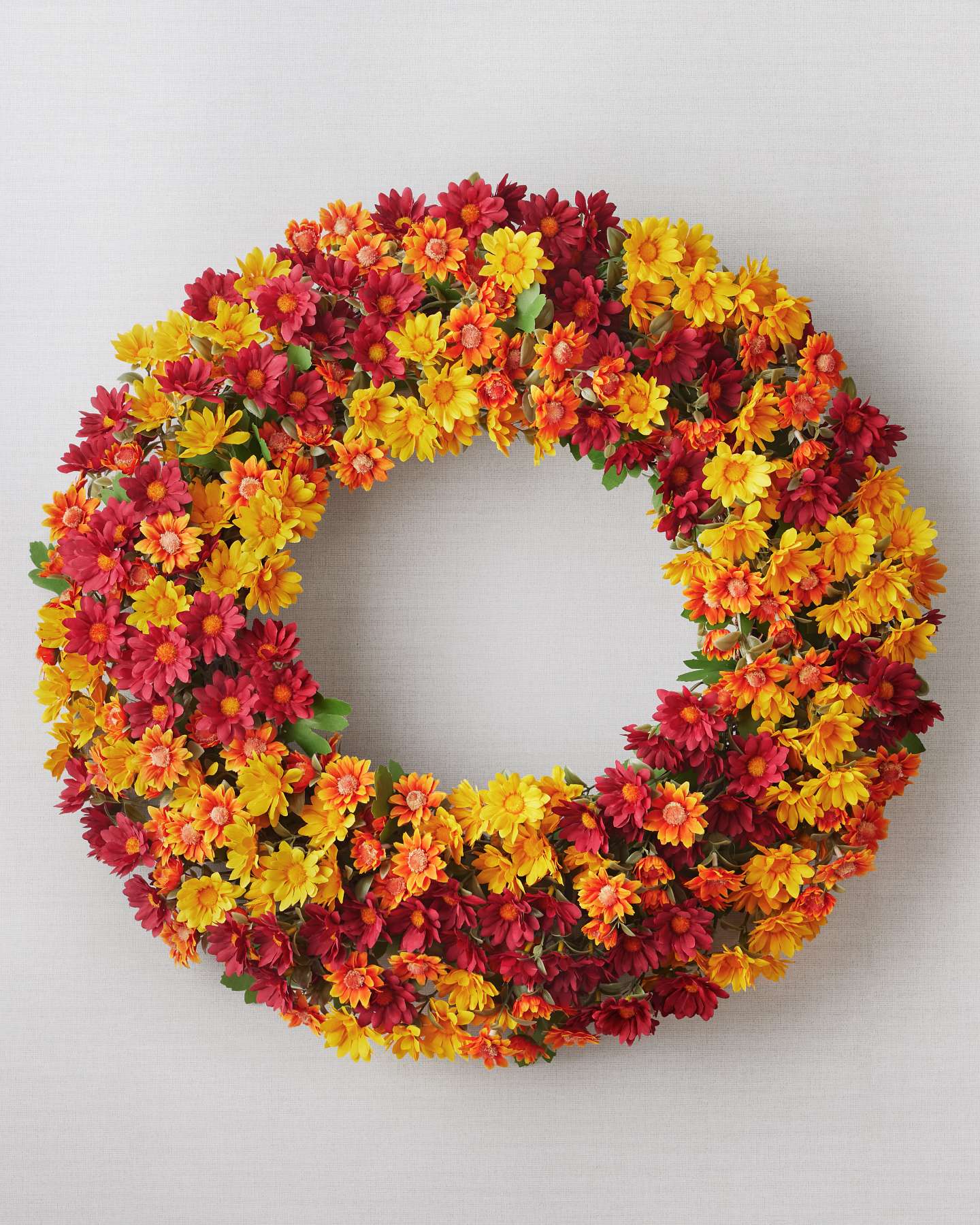 Balsam Hill Outdoor Sunset Mums Wreath 26-Inch Front View