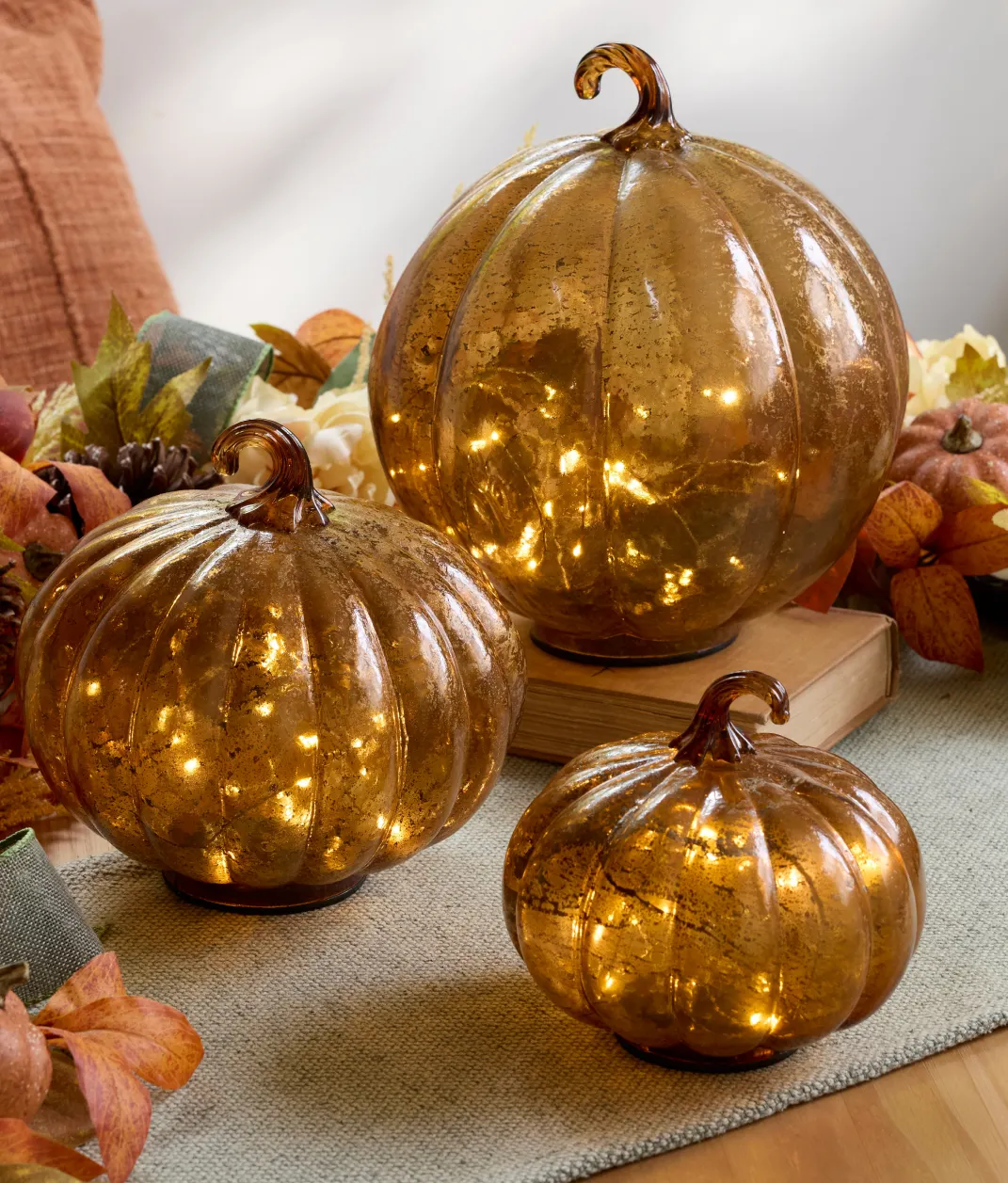 Glowing Glass Pumpkins