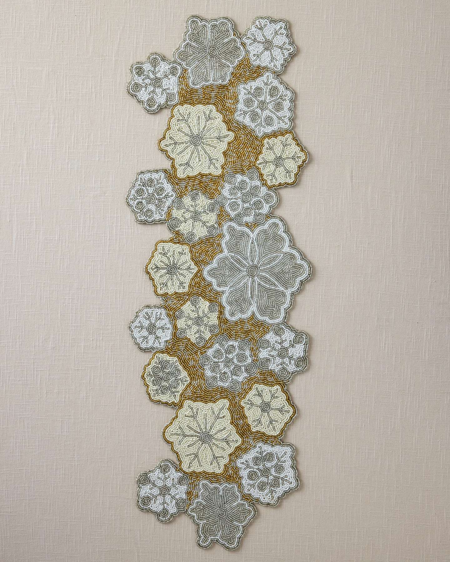 Sparkling Snowflake Beaded Table Runner