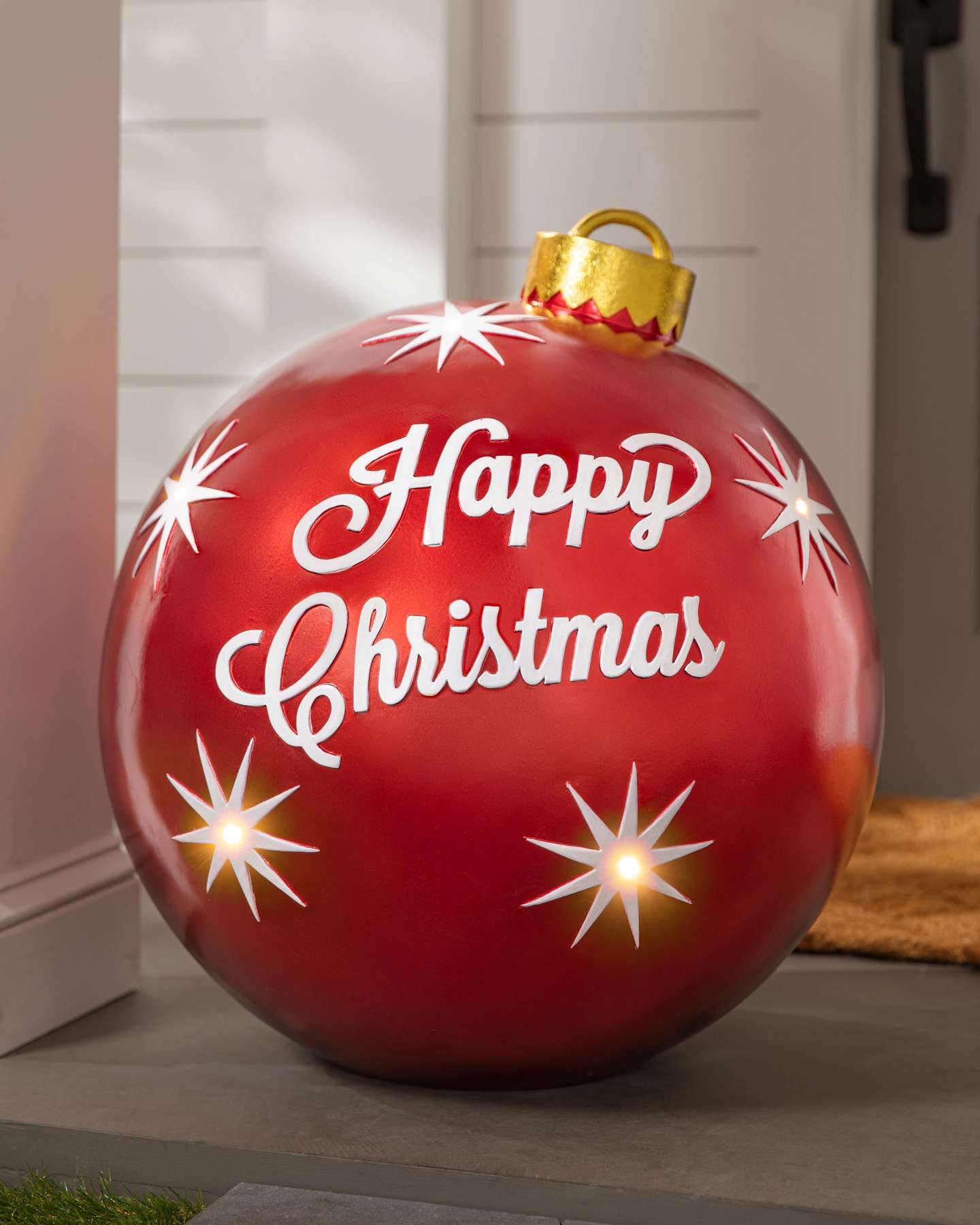 Lit Happy Christmas Starburst Bauble