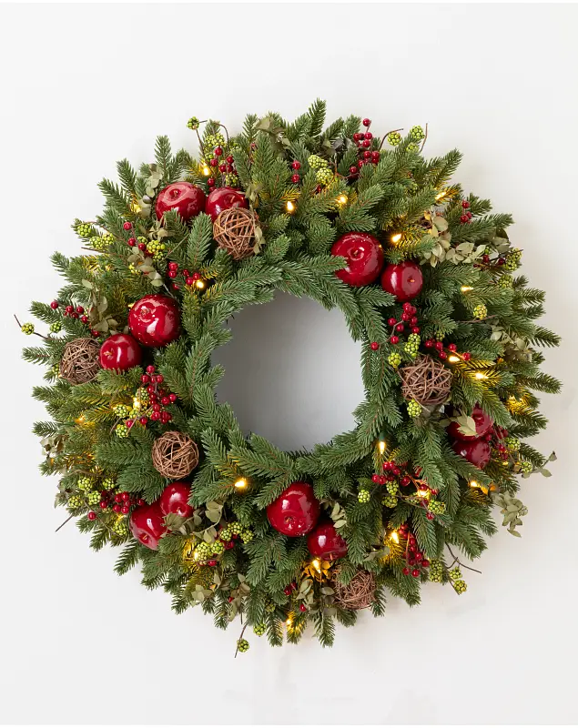 26 INCHES CLEAR LED BH Norway Spruce Wreath by Balsam Hill SSC